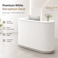 Prix de gros, mobilier de bureau, bureau de vente blanc, style nordique, panneau en bois de qualité supérieure, bureau de réception pour bureau ou salon de beauté