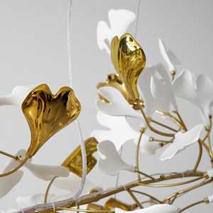 Lustre en <span class=keywords><strong>c</strong></span>éramique pour villa, salon, style Art déco, feuille de Ginkgo, métal, LED, CRI élevé, sans scintillement, installation créative nordique - Product Image 4