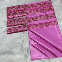 Bazin Riche de Haute Qualité avec Bordure en Dentelle Éclatante, Bazin Brodé 100 % Coton, Broderie Bazin Riche