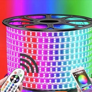 Bande lumineuse à <span class=keywords><strong>LED</strong></span> solaire 2835 <span class=keywords><strong>LED</strong></span> RVB 5050 IP65 étanche bande lumineuse flexible extérieure <span class=keywords><strong>LED</strong></span> pour la décoration intérieure de Noël et de mariage - Product Image 1