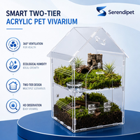 Terrarium en acrylique en forme de maison à deux niveaux pour reptiles, serpents, lézards, tarantules, coléoptères, araignées sauteuses - Cage Vivarium OEM