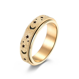 Star Moon <b>Titanium</b> Steel Rotating <b>Ring</b> For Women Gold Rose Gold Black Colored Daily Fashion Jewelry - Product Image 5