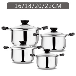 礼品套装5pcs不锈钢厨房炊具砂锅，带手柄和透明盖 - Product Image 6