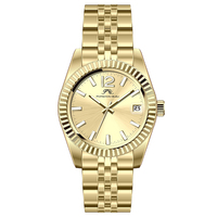 MOQ 50 pièces, montre de couple personnalisée avec votre design et votre logo, deux tons, argent et or, boîtier et bracelet entièrement en acier 316L, 50 m WR U3047