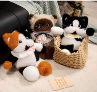 Jouets en peluche chat de dessin animé mignons, chats calico, chats siamois, chats vaches, poupées en peluche, adorables cadeaux pour enfants, animaux en peluche