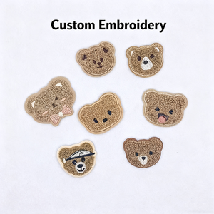 Diseño de chenilla personalizado oso grande y pequeño para ropa de padres e hijos palo adhesivo lindo coser parches de toalla bordado - Product Image 1