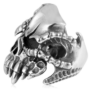 yunnique Men's <b>Titanium</b> Steel <b>Ring</b> Skeleton Eagle Claw Skull Design Silver Color Fashion Jewelry Gift For Men - Product Image 4