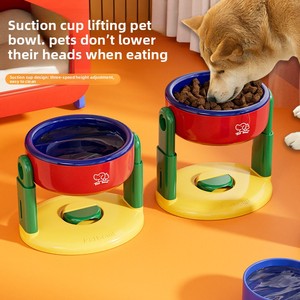 Mangkuk hewan peliharaan, perlindungan tinggi dapat diatur miring mangkuk hisap anjing mangkuk makanan tongkat tanah mencegah ketukan angkat mudah untuk kucing - Product Image 3