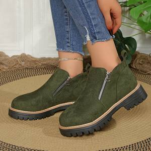 <span class=keywords><strong>Botas</strong></span> de <span class=keywords><strong>Mujer</strong></span> con Punta Redonda, <span class=keywords><strong>Botas</strong></span> Cortas de Gamuza con Cremallera Lateral, Estilo Británico Retro Nuevo de Invierno <span class=keywords><strong>para</strong></span> <span class=keywords><strong>Mujer</strong></span> - Product Image 2