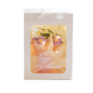 Regalo di san valentino tessuto a mano artificiale fiore lavorato a maglia Mini girasole Crochet Bouquet con luce a LED matrimonio per il ringraziamento - Product Image 5