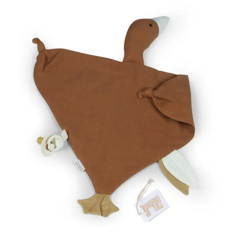 Super cute beautifully made small animal baby security blanket organic cotton muslin duck goose lovey