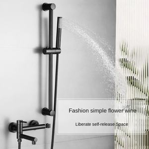 หัวฝักบัวแบบยกได้ง่ายแบบข้ามพรมแดนใหม่หัวฝักบัวแบบเย็นร้อนผสมก๊อกน้ำทองเหลืองสีเทาลายสเปรย์เนื้อนุ่มขัดพื้นผิว - Product Image 1