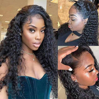 Prix de gros Perruque écharpe pour femmes noires Water Wave Deep Wave Kinky Straight Gluess Headband Perruques Cheveux humains