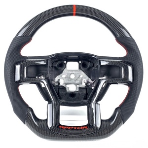 พวงมาลัยคาร์บอนไฟเบอร์แท้แบบกำหนดเองสำหรับ Ford <span class=keywords><strong>Mustang</strong></span> Raptor F150 2015-2023 สไตล์สปอร์ต 3 Runner - Product Image 2