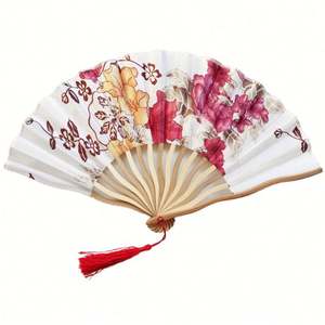 Nouveau Éventail Pliant Élégant Blanc en Soie Style Chinois Cadeau de Mariage avec Gravure Personnalisée Matériau Bambou - Product Image 2