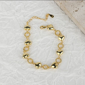 Joyería Fina, Pulsera de Cadena Geométrica con Círculo de Corazón de Plata de Ley 925 de Estilo Francés Retro para Mujer, Pulsera de Plata al por Mayor - Product Image 4