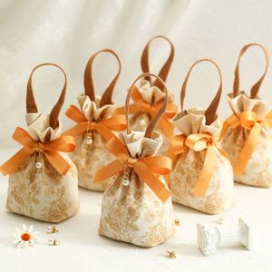 Bolsa de Regalo de Lona Floral Multiusos, Bolsa con Cordón Reutilizable para Dulces de Boda, Regalos de Fiesta, Despedida de Soltera - Product Image 1