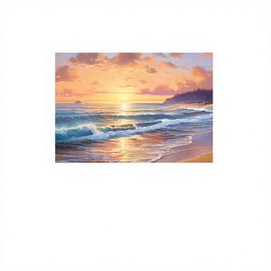 Peintures marines 3D minimalistes avec des vagues blanches texturées aux tons terreux et une art abstrait rouge, dans un style algues marines. - Product Image 3