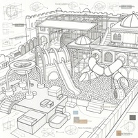 Aoleao Aire de jeux intérieure personnalisée Nuits arabes, labyrinthe, piscine à balles, toboggan, filet d'escalade pour enfants, jeux souples certifiés CE TUV CPC