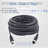 Câble vidéo d'extension M12 pour véhicule CCTV Mini Din connecteur d'aviation à 4 broches conducteur en cuivre basse tension isolation en PVC