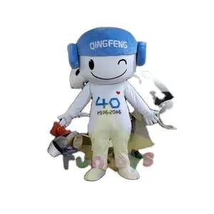 Funtoys Blue Hat Smile White Cartoon Doll Role-playing Mascot Costume for Company Exchange Meeting Promotion Meeting