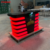 Table de diffusion en direct pour influenceurs, bureau d'accueil en bois avec LED rouges, petite taille