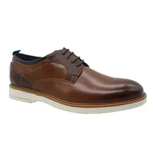 Brown Coffee Pu Upper Lace Up Double Color Pvc Outsole Dress Casual Shoes For Men