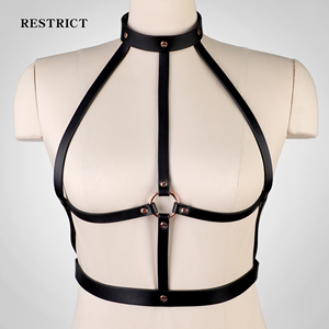 Harnais en cuir PU punk BDSM pour femmes, <span class=keywords><strong>cage</strong></span> de soutien-gorge, dispositif de retenue, taille unique, lingerie de poitrine réglable, exercices de Kegel - Product Image 1