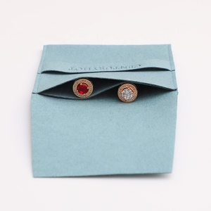 Pochettes à bijoux en microfibre bleu lac PUPPYSEW, sacs d'emballage pour colliers et boucles d'oreilles, pochettes à bijoux avec logo - Product Image 5