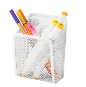 Magnetic Pencil Holder Metal Mesh Basket <b>Pen</b> Desk Organizer for Whiteboard Refrigerator Office Locker Accessories White <b>Color</b> - Product Image 1