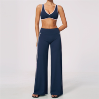 Ensemble de yoga amincissant ZC3588 pour femme, séchage rapide, coupe ajustée, pantalon large, soutien-gorge de sport, tenue de sport OEM