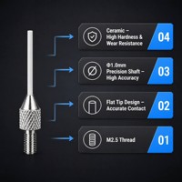 Sonde à pointe plate en céramique SD1.0X20mm, filetage M2.5, stylet de mesure de précision pour indicateur à cadran, pièce de rechange pour micromètre