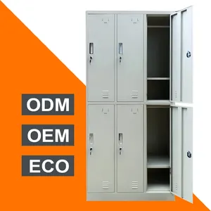 China Supplier Steel Clothes Locker Metal Wardrobe Storage Gym School 6 Doors Steel Wardrobe Metal Cupboard Storage Cabinet For