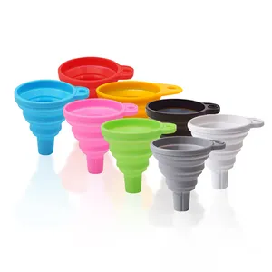 Factory Outlet top seller liquid transfer foldable soft collapsible kitchen silicone funnel