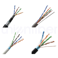 Kabel Ethernet Cat5e/6 Outdoor 305m UTP 24AWG Tembaga Murni Tahan Air Tahan UV Kabel Patch RJ45 Selubung PVC