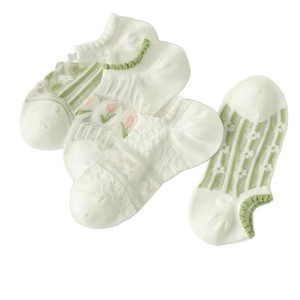 Women's Transparent Short <b>Socks</b> With Floral Pattern Non-Slip Boat <b>Socks</b> Summer Thin Crystal <b>Sock</b> For Casual Wear - Product Image 5