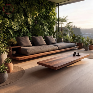 Nouveau canapé multifonction en bois massif de noyer noir d'Amérique du Nord de style Zen haut de gamme à trois places pour bureau, hôtel, maison d'hôtes, villa - Product Image 5