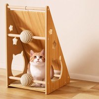 Griffoir mural double face en bois et sisal pour chat, coin de repos et protection de canapé