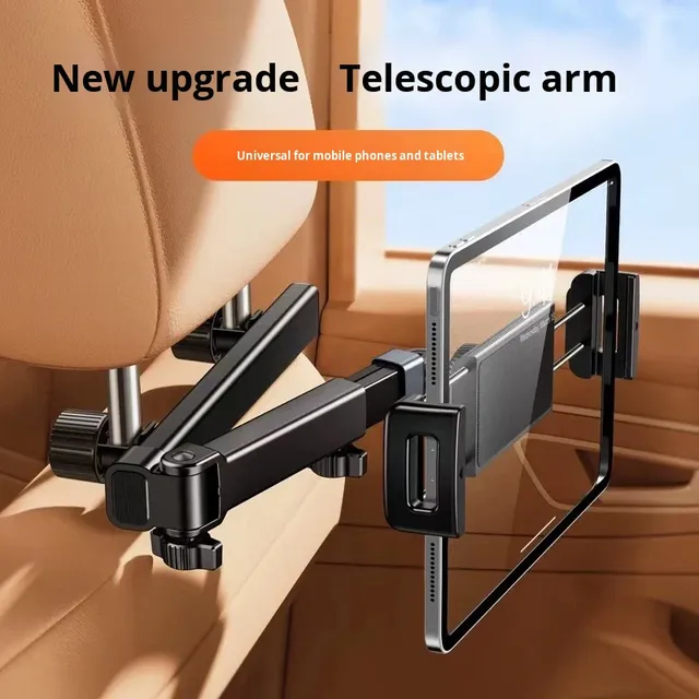 Universal Metal Tablet Car Holder Biaxial Extension Arm Foldable Adjustable Height 360 Rotation Rear Seat Mount Kids Movie
