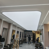 Plafond commercial rectangulaire en aluminium avec film PVC extensible, membrane ignifuge souple, boîte lumineuse décorative à LED intégrée