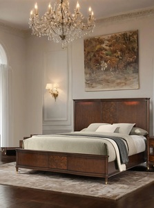 Transitional Style Adjustable Soft <b>Bed</b> 1pc <b>Queen</b> <b>Size</b> Dark Cherry Finish Panel Bedframe with Gold-Capped Legs - Product Image 4