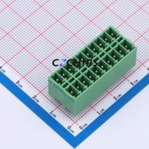 DB2EVHB-3.5-2*10P-GN Plug-in Terminal Block Through hole,P=3.5mm Connector Board-to-Board / Socket - Closed 2x10P 3.5mm Green - Product Image 1