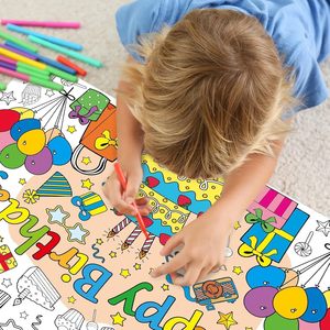 Póster Educativo <span class=keywords><strong>de</strong></span> Papel para Colorear Personalizado con Diseño <span class=keywords><strong>de</strong></span> Feliz <span class=keywords><strong>Cumpleaños</strong></span> para Niños, Uso en el Aula, Tamaño Gigante, Decoración <span class=keywords><strong>de</strong></span> Pared o Mesa - Product Image 4