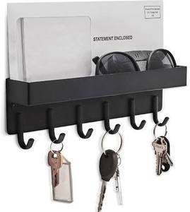 Premium Wooden <b>Wall</b> Mounted <b>Key</b> Holder Rustic Entryway Organizer Durable <b>Hooks</b> Home Decor Housewarming Gift Storage Rack - Product Image 4