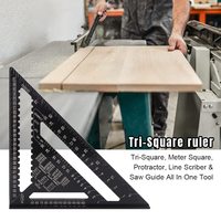 Outils carrés de menuiserie précis 12 pouces métrique Triangle règle rapporteur haute précision en alliage d'aluminium Double échelle onglet