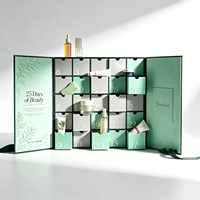 Calendrier de l'Avent de Noël personnalisé à double porte en matériaux recyclés pour les soins de la peau, boîte cadeau rigide avec fermeture magnétique