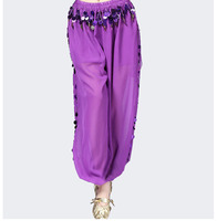 Pantalon de performance en mousseline de soie fendu à jambes larges avec glands à paillettes sarouel à franges pour la danse du ventre indienne