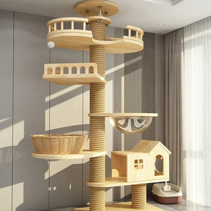 Torre <span class=keywords><strong>di</strong></span> gatto in legno massello con nido <span class=keywords><strong>di</strong></span> Sisal gioco <span class=keywords><strong>di</strong></span> arrampicata piattaforma Sky pilastro Pet Pet Toy mensola cuscino per <span class=keywords><strong>gatti</strong></span> prodotti per divano - Product Image 1