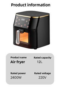 Horno de freidora de aire eléctrico de acero inoxidable grande de 12L al por mayor pantalla táctil a Color multifuncional cuadrada moderna 4 opciones - Product Image 6