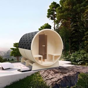 2-Person Outdoor Wooden Sauna <b>House</b> with Electric and Wood Stove Infrared Heating Steam Generator - Product Image 5